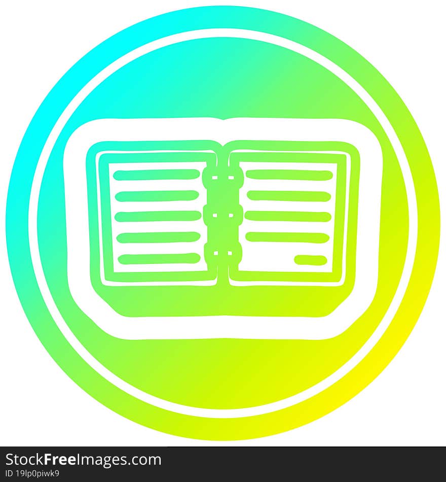 note book circular in cold gradient spectrum