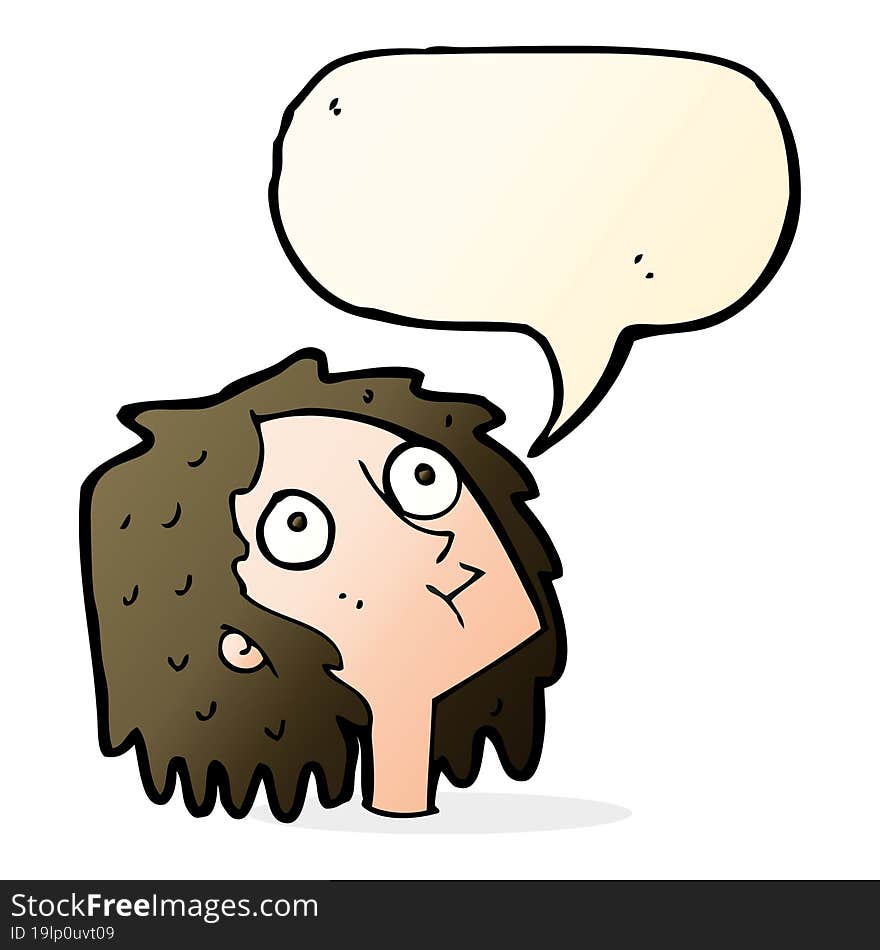 Cartoon Staring Woman With Speech Bubble