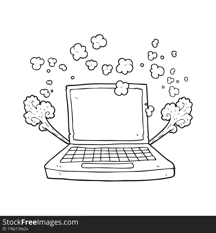 Black And White Cartoon Laptop Computer Fault