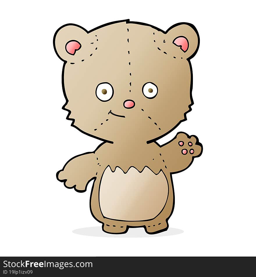 cartoon little teddy bear waving