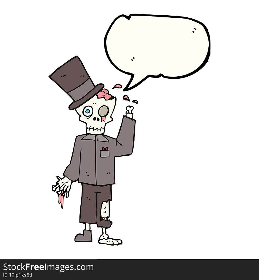 freehand drawn speech bubble cartoon posh zombie