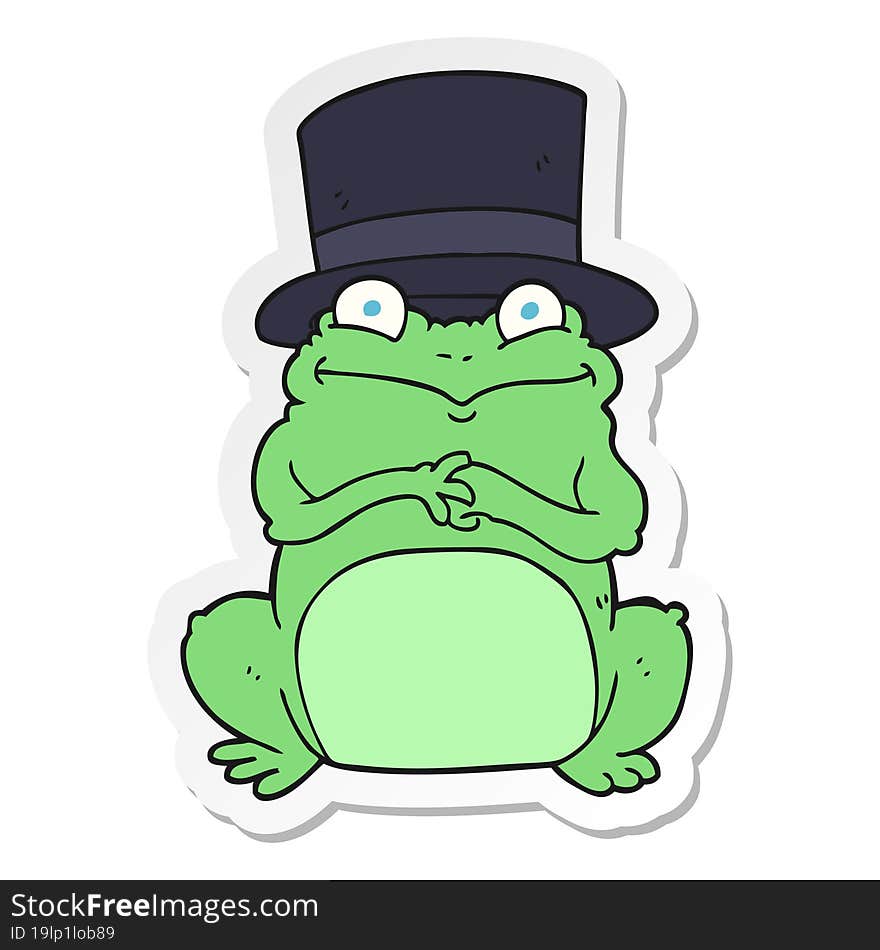 sticker of a cartoon frog in top hat