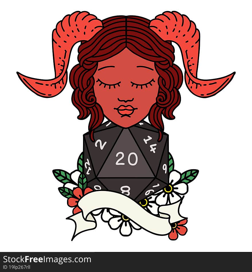 Retro Tattoo Style tiefling character face. Retro Tattoo Style tiefling character face