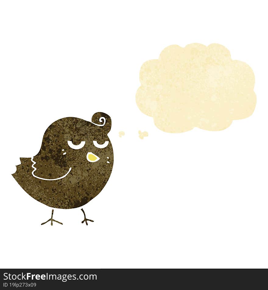 cartoon bird with thought bubble