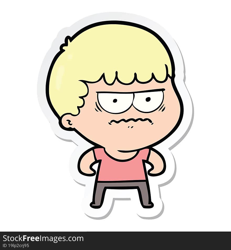 sticker of a cartoon annoyed man