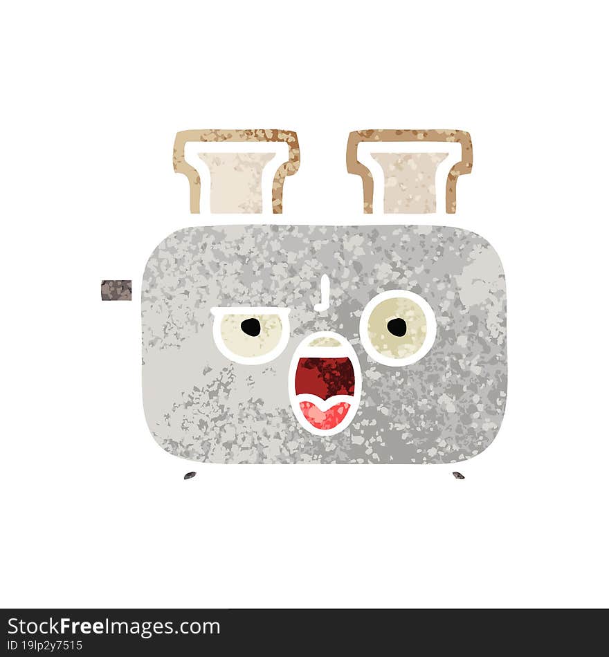 retro illustration style cartoon of a toaster