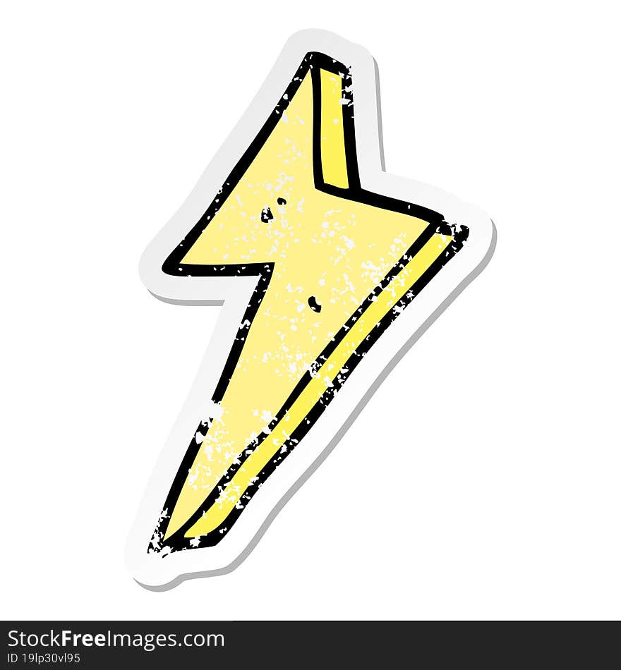 Distressed Sticker Of A Cartoon Lightning