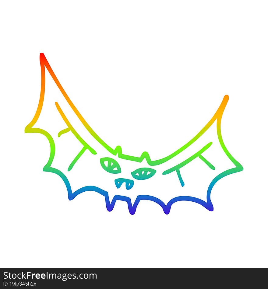 rainbow gradient line drawing cartoon bat