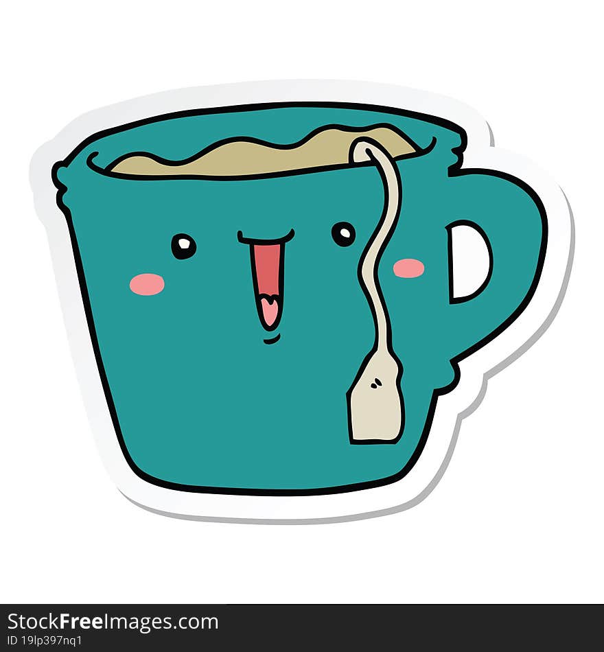 sticker of a cute cartoon coffee cup