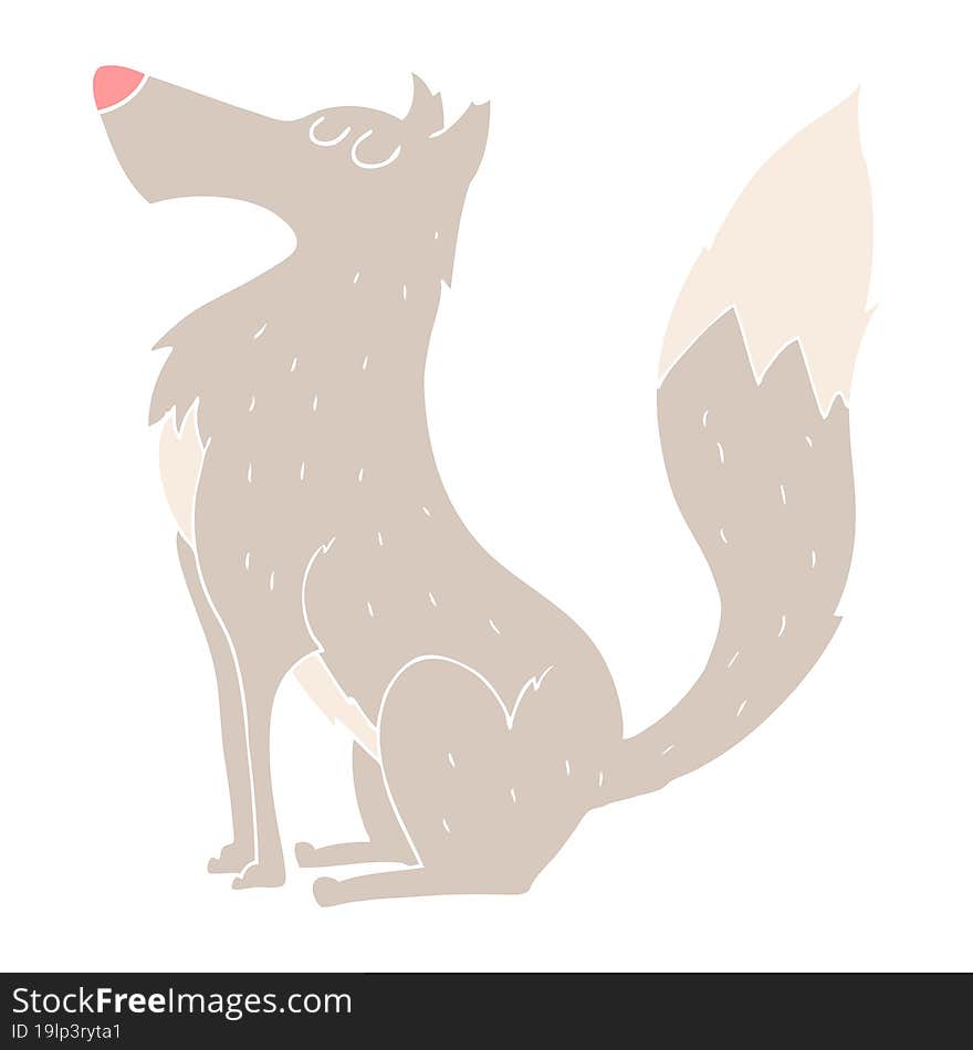 Flat Color Illustration Of A Cartoon Wolf