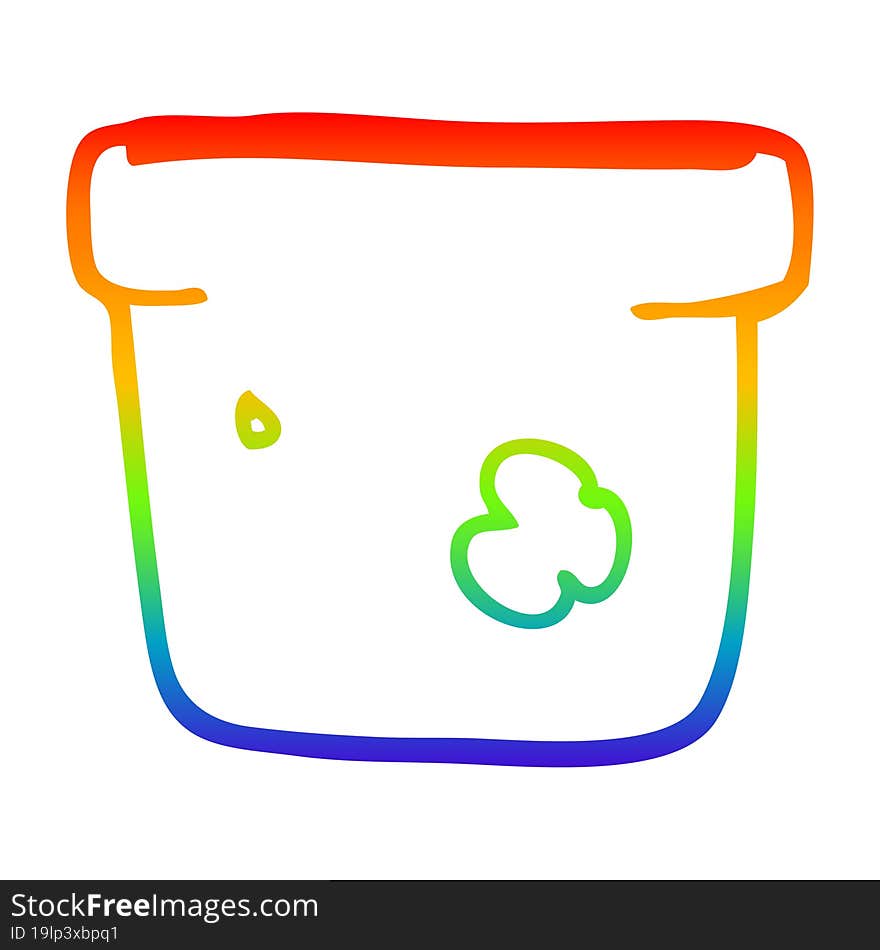 rainbow gradient line drawing cartoon plant pot