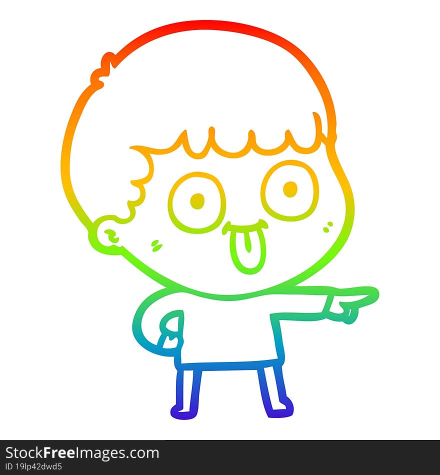 Rainbow Gradient Line Drawing Cartoon Man Staring