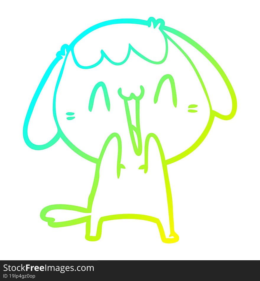 cold gradient line drawing of a cute cartoon dog