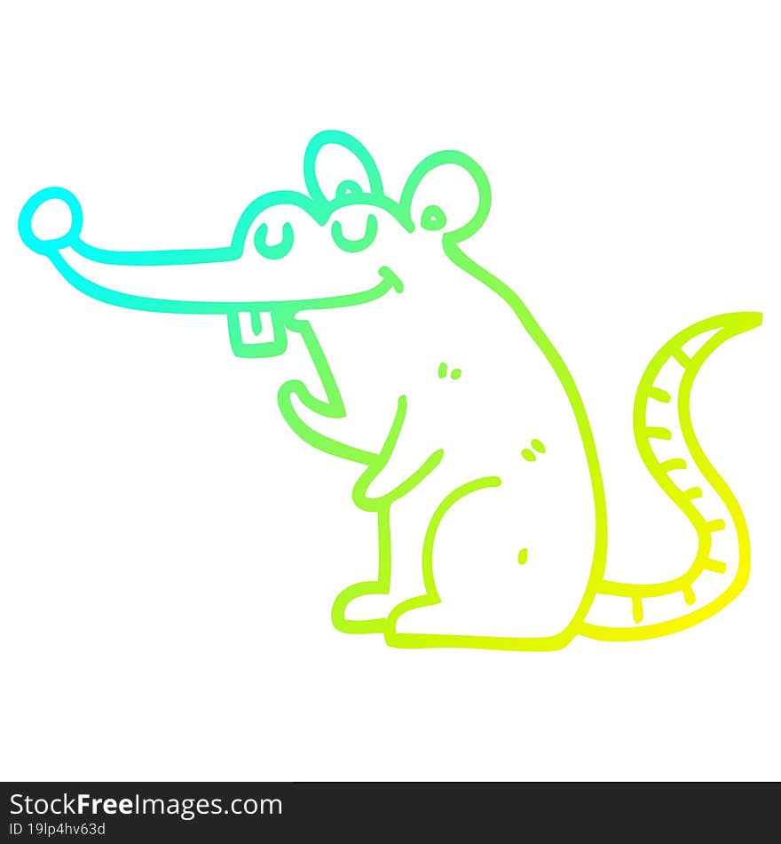 cold gradient line drawing of a cartoon rat