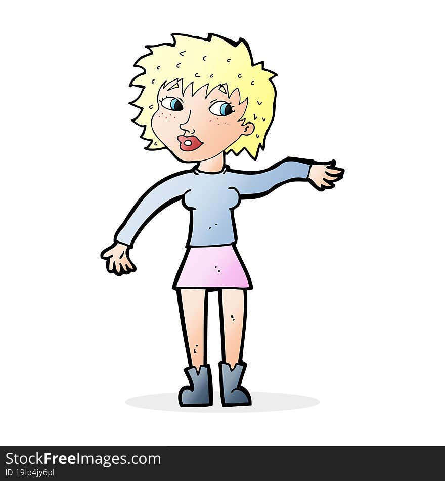 cartoon friendly woman waving