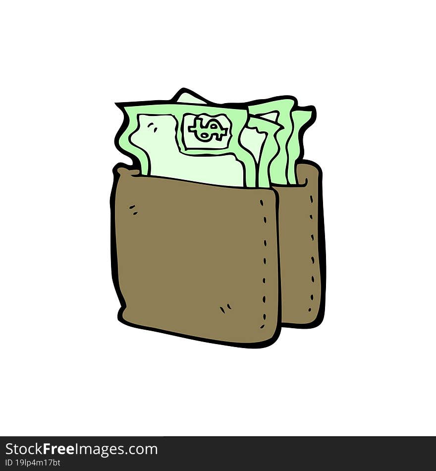 Cartoon Wallet Full Of Cash