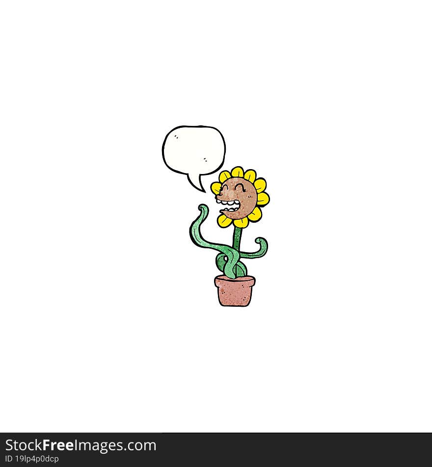 cartoon flower with speech bubble