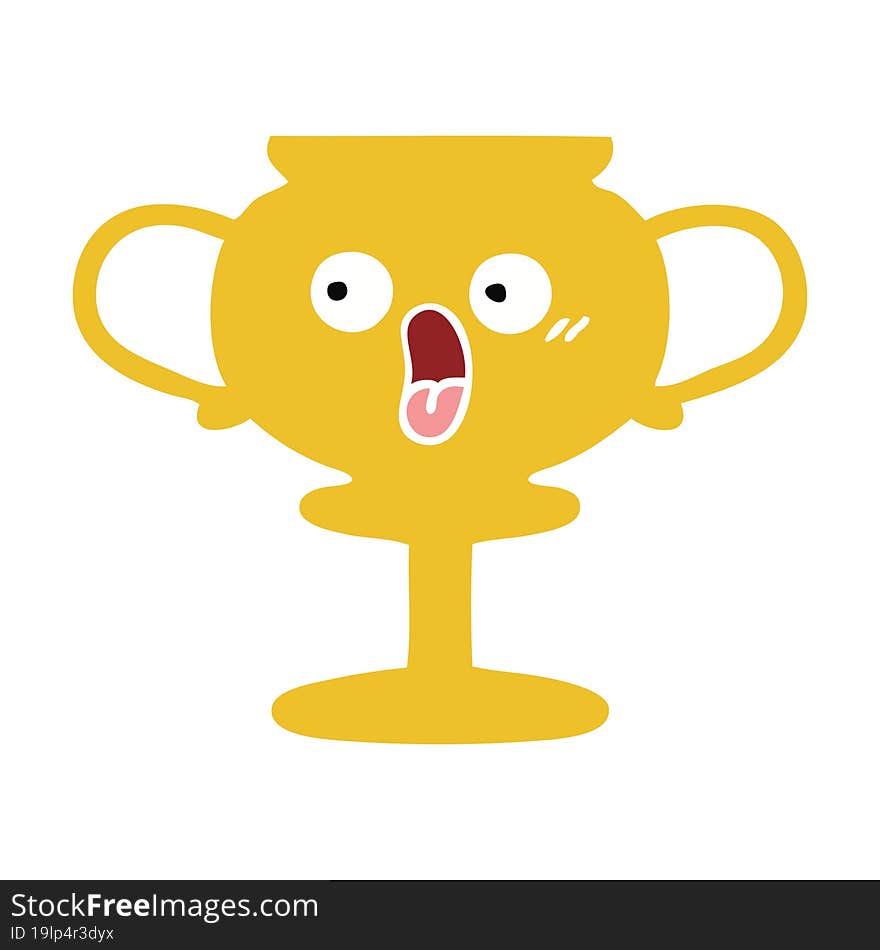 flat color retro cartoon trophy