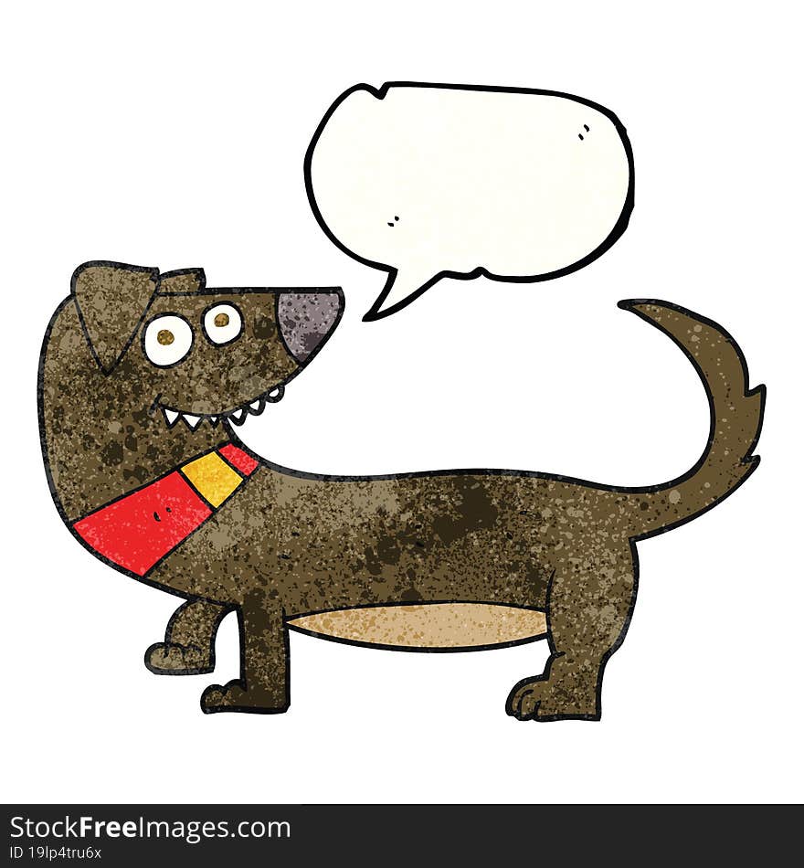 freehand speech bubble textured cartoon dog