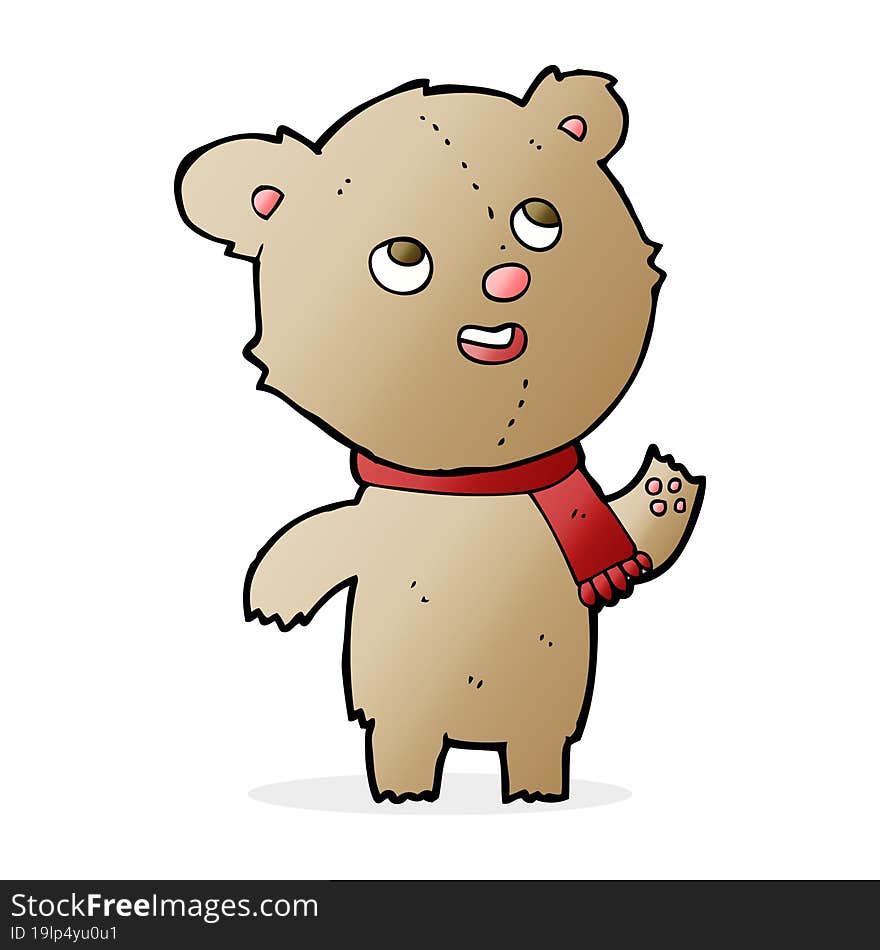 Cartoon Teddy Bear Wearing Scarf