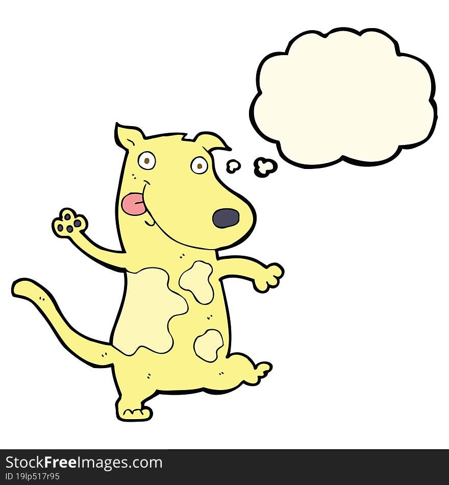 Cartoon Happy Dog With Thought Bubble