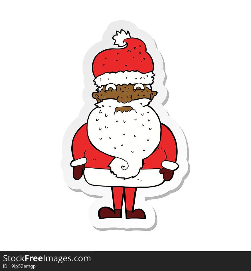 sticker of a cartoon grumpy santa claus