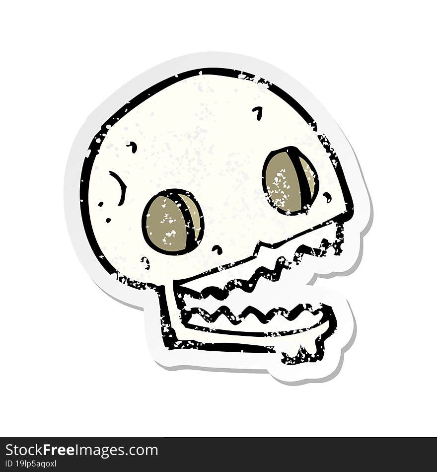 retro distressed sticker of a cartoon spooky skull