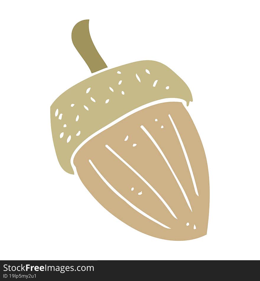 Flat Color Illustration Of A Cartoon Acorn