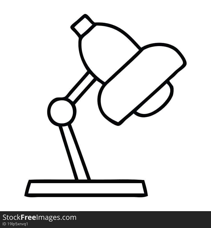 line drawing cartoon of a table lamp