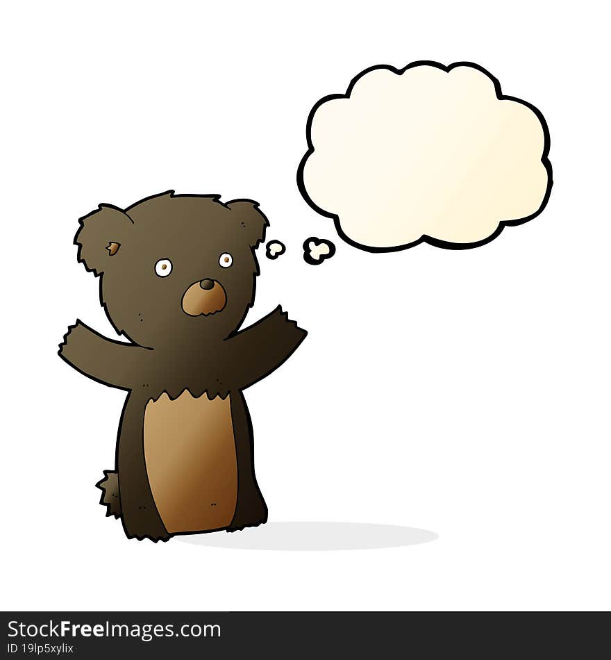 cartoon black bear cub with thought bubble