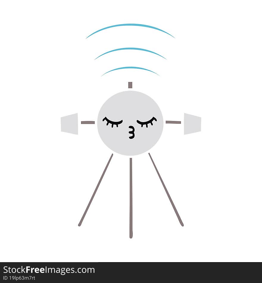 Flat Color Retro Cartoon Satellite