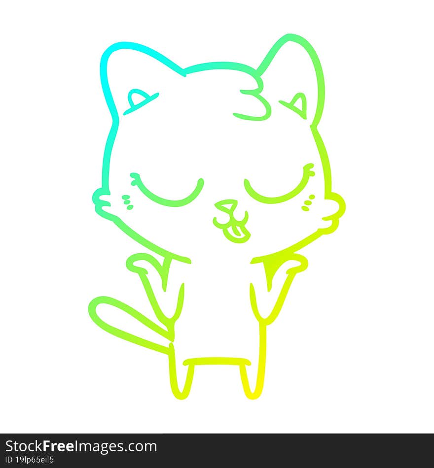 cold gradient line drawing cartoon cat shrugging shoulders