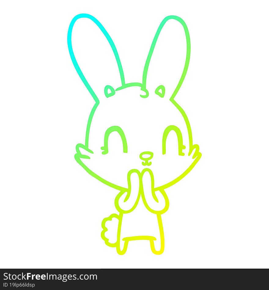 cold gradient line drawing of a cute cartoon rabbit