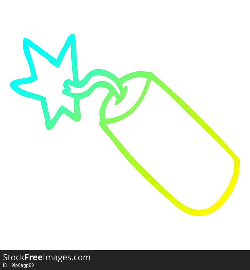 cold gradient line drawing of a cartoon dynamite