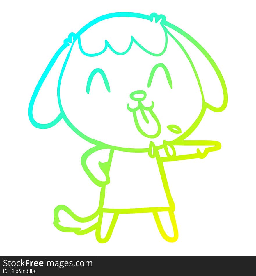 Cold Gradient Line Drawing Cute Cartoon Dog