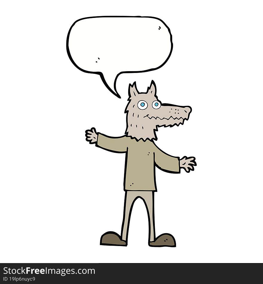 Cartoon Wolf Man With Speech Bubble