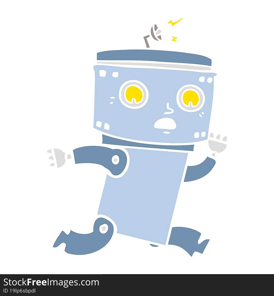 Flat Color Style Cartoon Robot