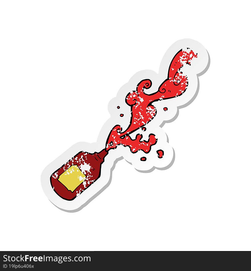 retro distressed sticker of a cartoon squirting ketchup