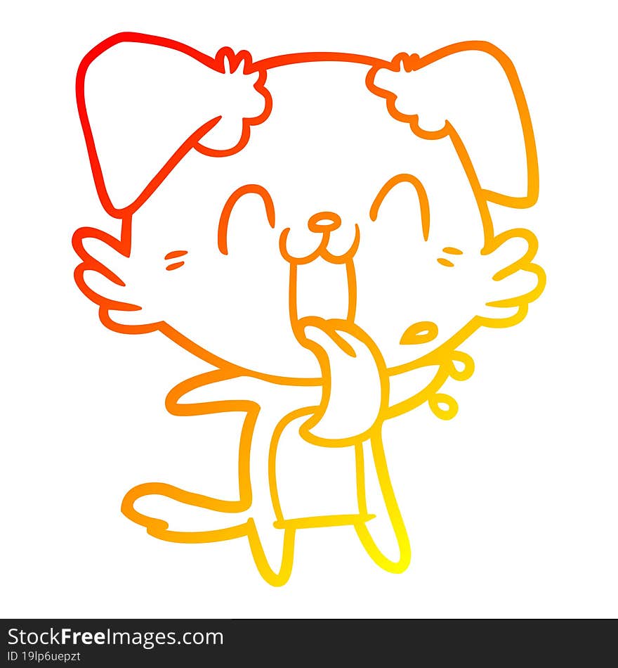 Warm Gradient Line Drawing Cartoon Panting Dog