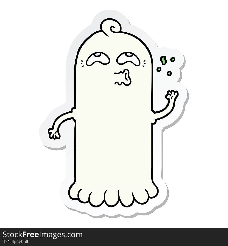 sticker of a cartoon ghost