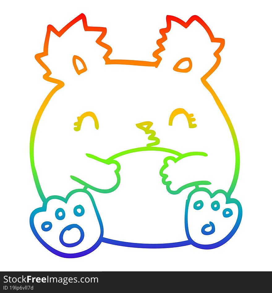 Rainbow Gradient Line Drawing Cartoon Bear