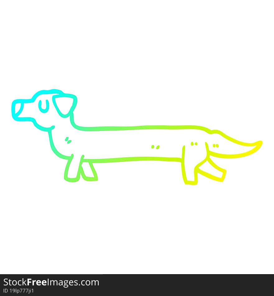 cold gradient line drawing cartoon dachshund