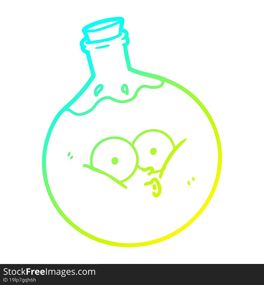 cold gradient line drawing cartoon potion