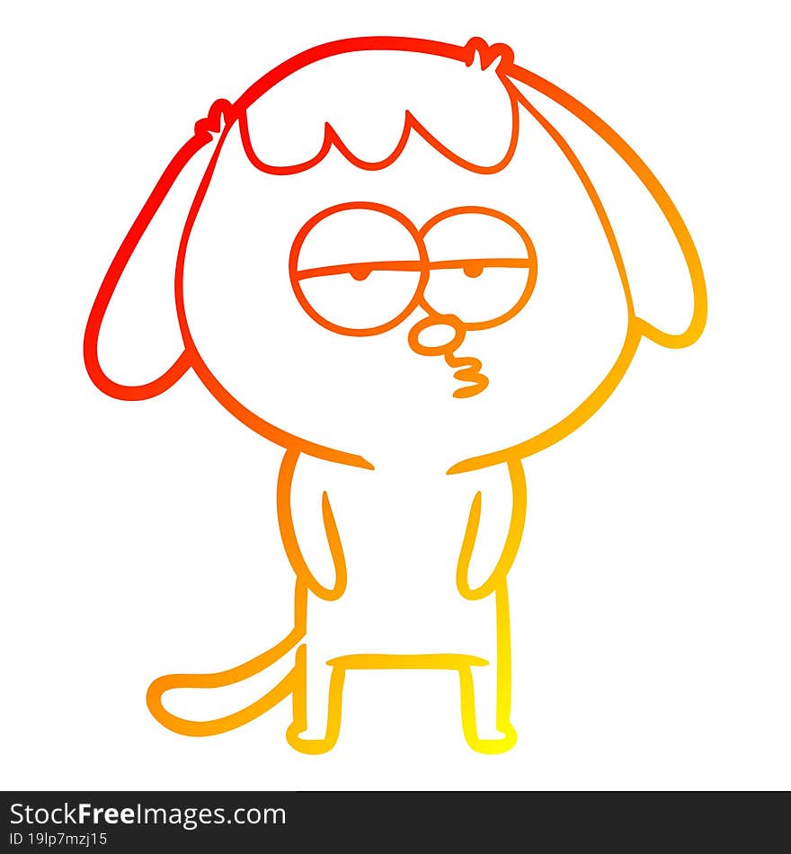 Warm Gradient Line Drawing Cartoon Tired Dog