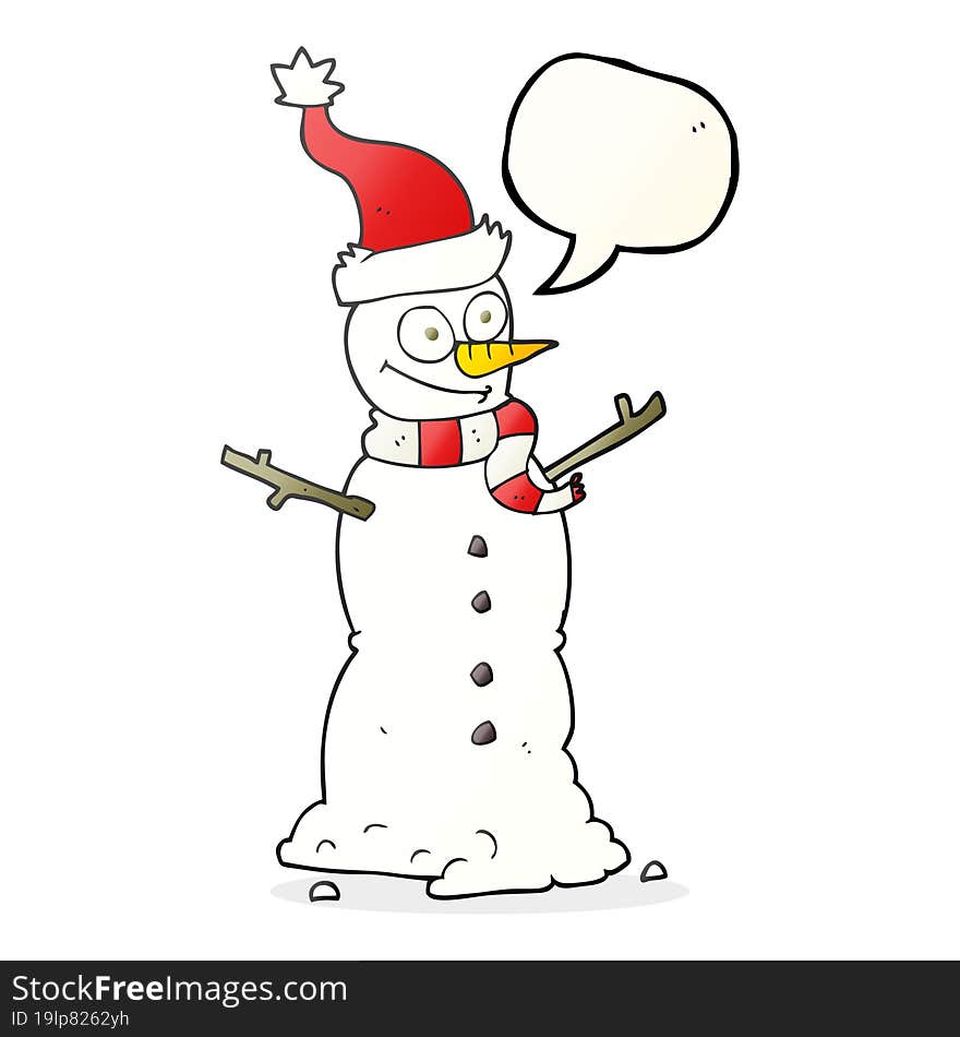 freehand drawn speech bubble cartoon snowman