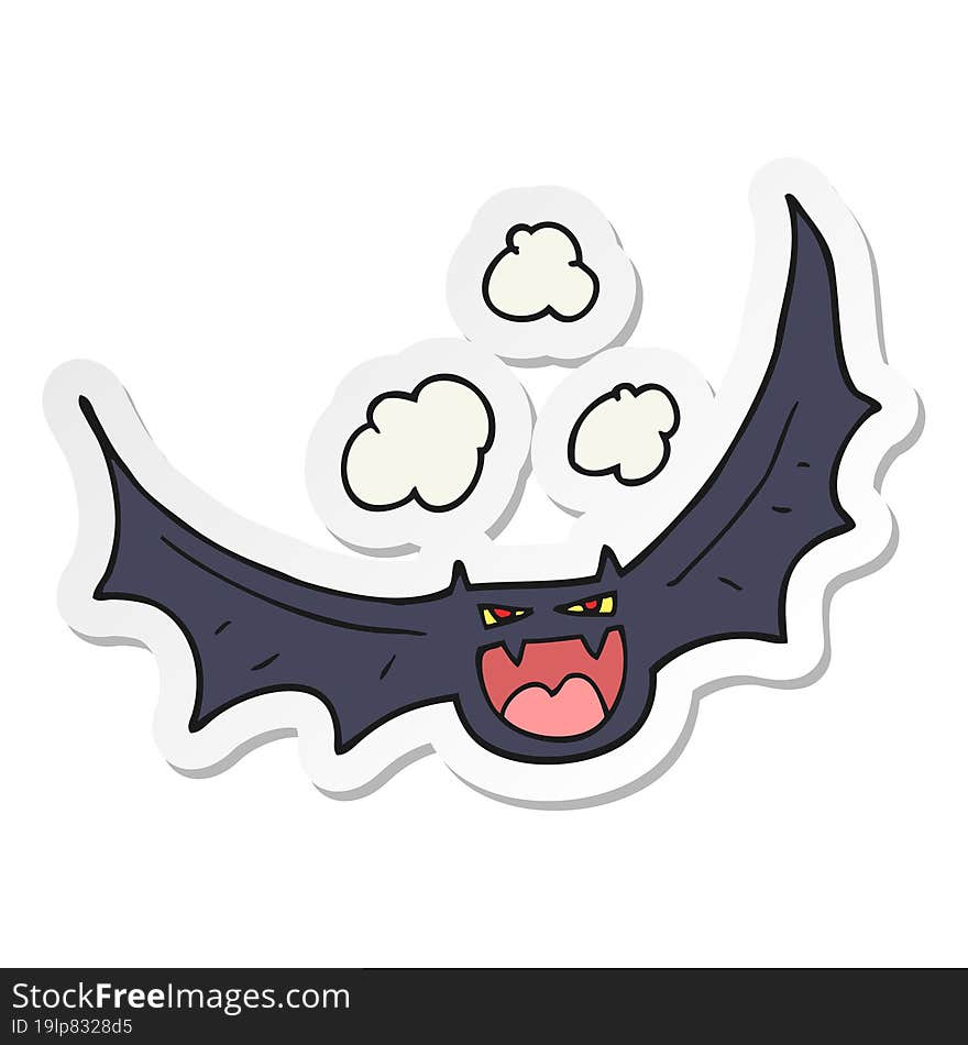 sticker of a cartoon halloween bat