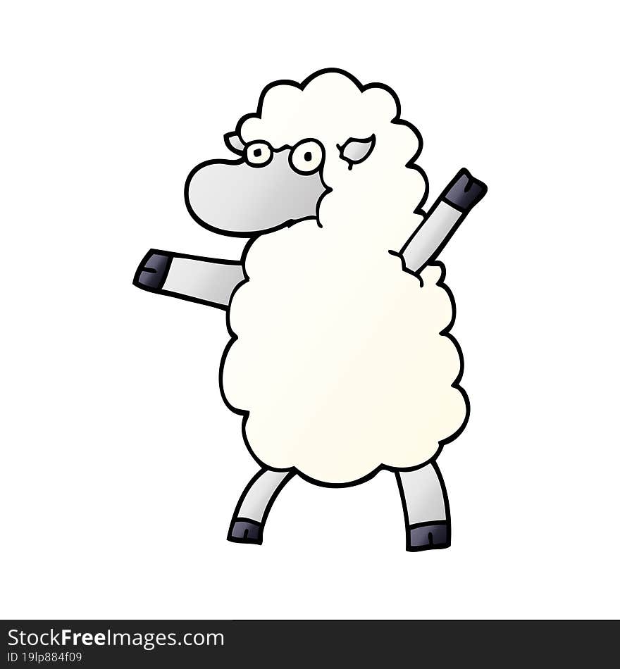 cartoon doodle sheep standing upright