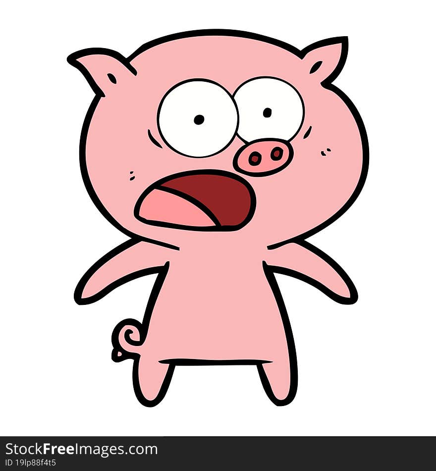 cartoon pig shouting. cartoon pig shouting