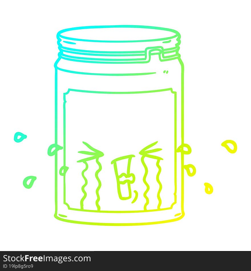 cold gradient line drawing of a cartoon glass jar