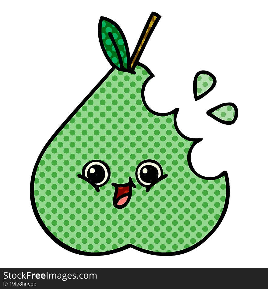 comic book style cartoon green pear